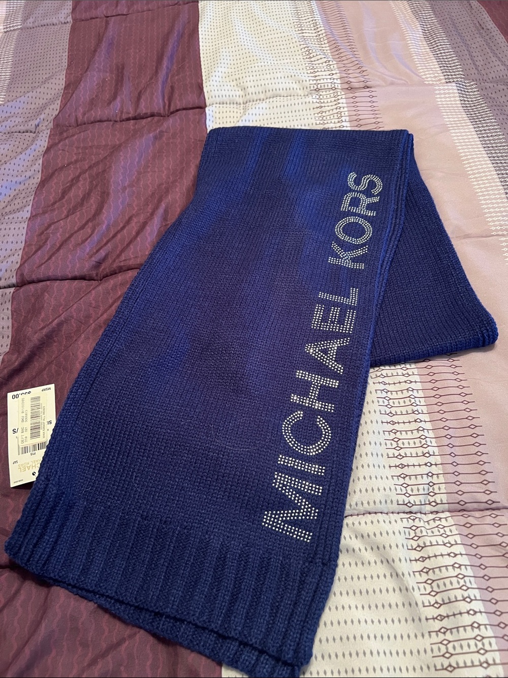 Michael Kors women Knit Scarf in Royal Blue with Logo Detail